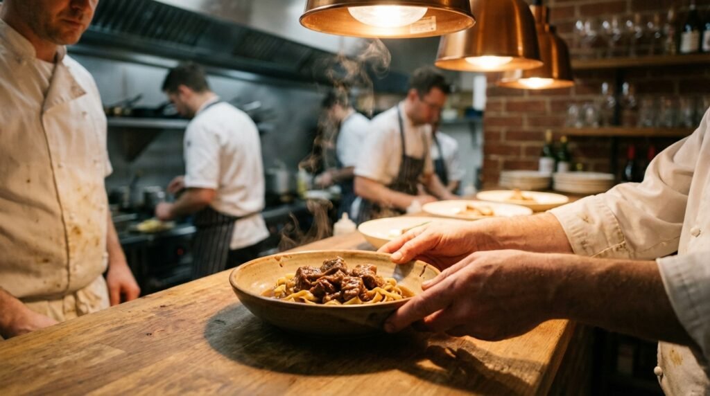 hudson valley chef kitchen at Aroma Thyme Bistro with classical plating technique