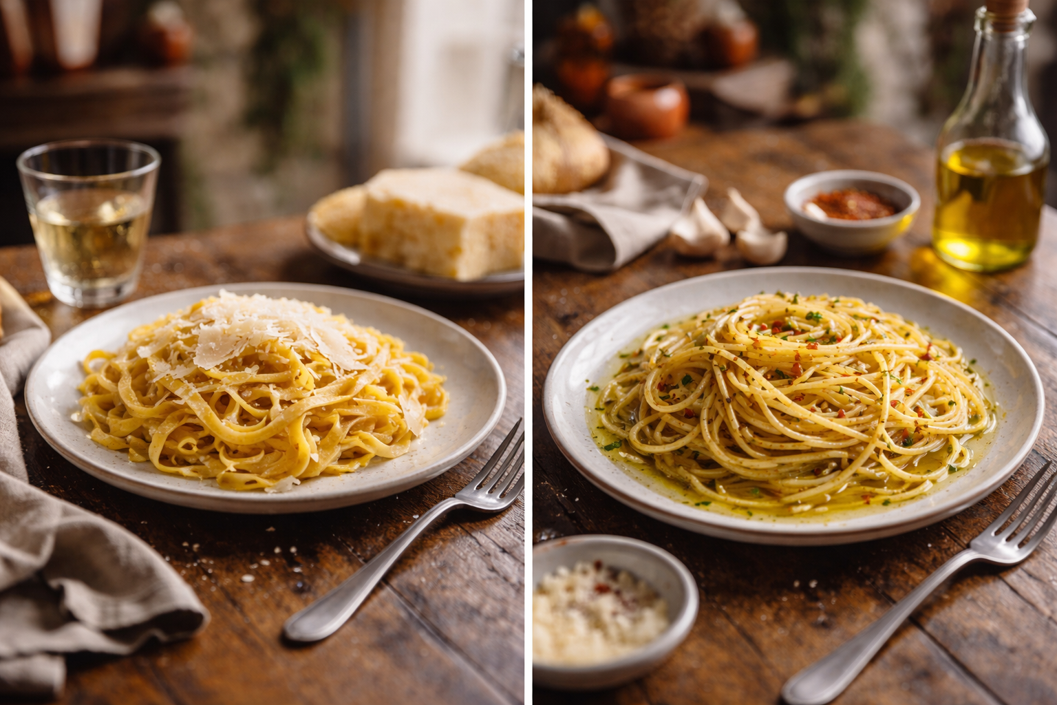 Butter or olive oil on pasta, shown through Italian regional cooking traditions from Piedmont to Sicily